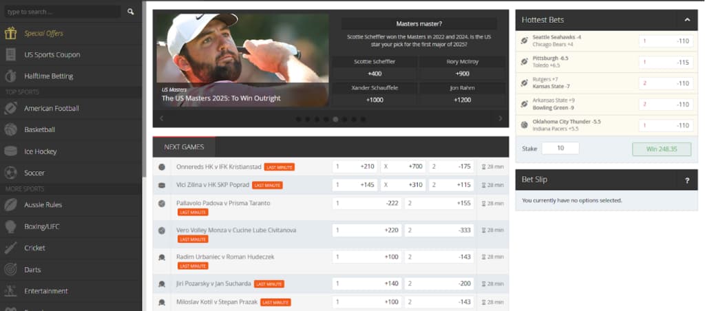 Everygame next games betting odds